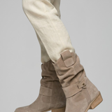Damen Stiefel bis zur Wade mit seitlichem Reißverschluss für den Herbst