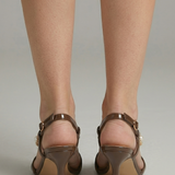 Damen Leder Sandalen mit Mid Heel, Schnalle und Offener Zehenpartie
