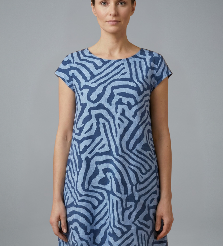 Damen Midi-Kleid mit A-Linien-Schnitt und ausgestellten Ärmeln