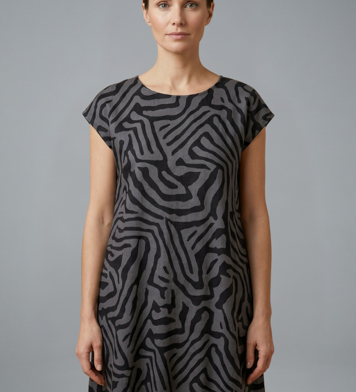 Damen Midi-Kleid mit A-Linien-Schnitt und ausgestellten Ärmeln