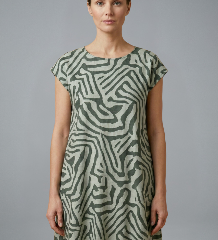 Damen Midi-Kleid mit A-Linien-Schnitt und ausgestellten Ärmeln