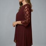 Damen Midi-Kleid mit verstellbarem Schnitt und kurzen Ärmeln