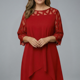 Damen Midi-Kleid mit verstellbarem Schnitt und kurzen Ärmeln