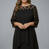 Damen Midi-Kleid mit verstellbarem Schnitt und kurzen Ärmeln