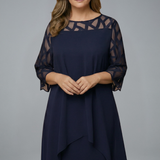 Damen Midi-Kleid mit verstellbarem Schnitt und kurzen Ärmeln