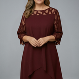 Damen Midi-Kleid mit verstellbarem Schnitt und kurzen Ärmeln