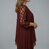 Damen Midi-Kleid mit verstellbarem Schnitt und kurzen Ärmeln