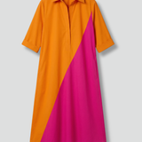 Damen Midi-Kleid mit Kragen und kurzen Ärmeln