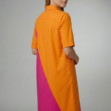 Damen Midi-Kleid mit Kragen und kurzen Ärmeln