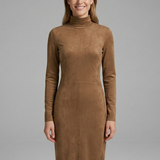 Damen Midi-Kleid mit hohem Hals und langen Ärmeln