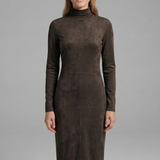 Damen Midi-Kleid mit hohem Hals und langen Ärmeln