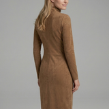 Damen Midi-Kleid mit hohem Hals und langen Ärmeln