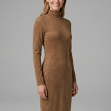 Damen Midi-Kleid mit hohem Hals und langen Ärmeln