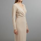 Damen Midi-Kleid mit Spitzenärmeln und V-Ausschnitt
