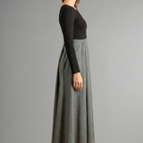 Damen Midi Kleid mit langen Ärmeln und zweifarbigem Design