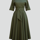 Damen Midi-Kleid mit schulterfreiem Ausschnitt und Laternenärmeln