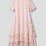 Damen Midi-Kleid mit offenem Ausschnitt und fließendem Rock