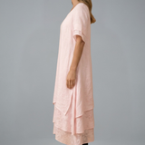 Damen Midi-Kleid mit offenem Ausschnitt und fließendem Rock
