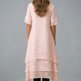 Damen Midi-Kleid mit offenem Ausschnitt und fließendem Rock