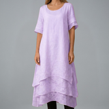 Damen Midi-Kleid mit offenem Ausschnitt und fließendem Rock