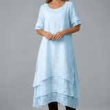 Damen Midi-Kleid mit offenem Ausschnitt und fließendem Rock