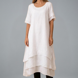 Damen Midi-Kleid mit offenem Ausschnitt und fließendem Rock