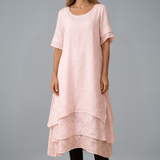 Damen Midi-Kleid mit offenem Ausschnitt und fließendem Rock