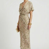 Damen Midi Kleid mit Plisseerock und Blumenmuster
