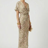 Damen Midi Kleid mit Plisseerock und Blumenmuster