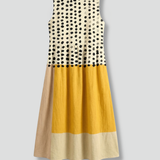 Damen Midi Kleid mit Polka-Muster und Colourblock-Design