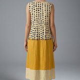 Damen Midi Kleid mit Polka-Muster und Colourblock-Design
