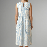 Damen Midi-Kleid mit Rundhalsausschnitt und Blattmuster