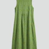 Damen Midi-Kleid mit Rundhalsausschnitt und ärmellosem Design