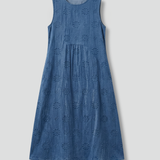 Damen Midi-Kleid mit Rundhalsausschnitt und ärmellosem Design