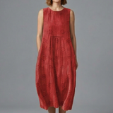 Damen Midi-Kleid mit Rundhalsausschnitt und ärmellosem Design