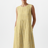 Damen Midi-Kleid mit Rundhalsausschnitt und ärmellosem Design