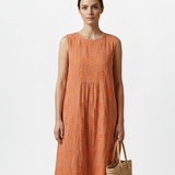 Damen Midi-Kleid mit Rundhalsausschnitt und ärmellosem Design