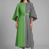 Damen Midi-Kleid mit Rundhalsausschnitt und weiten Ärmeln