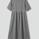Damen Midi-Kleid mit Rundhalsausschnitt und lockerer Passform