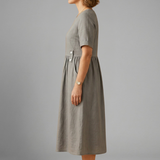 Damen Midi-Kleid mit Rundhalsausschnitt und lockerer Passform