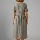 Damen Midi-Kleid mit Rundhalsausschnitt und lockerer Passform