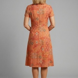 Damen Midi-Kleid mit kurzen Ärmeln und bedruckter Oberfläche