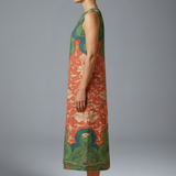 Damen Midi Kleid mit ärmellosem Design und floralem Muster