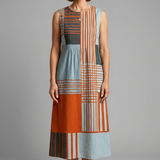 Damen Midi-Kleid mit ärmellosem Design und geometrischem Druck