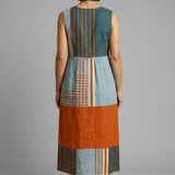 Damen Midi-Kleid mit ärmellosem Design und geometrischem Druck