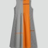 Damen Midi Kleid mit ärmellosem Design und Leinenmischung