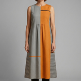 Damen Midi Kleid mit ärmellosem Design und Leinenmischung