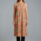 Damen Midi-Kleid mit ärmellosem Design und Leinenmischung
