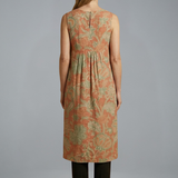 Damen Midi-Kleid mit ärmellosem Design und Leinenmischung