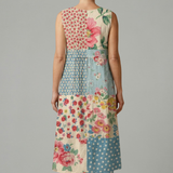 Damen Midi-Kleid mit ärmellosem Design und Leinenmischung